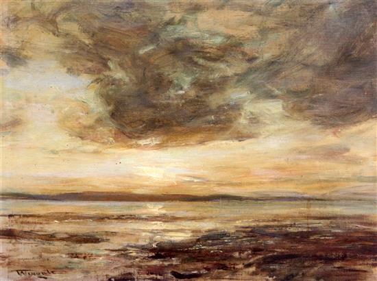 Sir James Lawson Wingate (1846-1924) Coastal landscape at sunset, 16 x 21in.